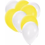 30x ballonnen wit en geel - 27 cm - witte / gele versiering