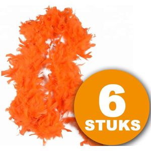 Oranje Feestkleding | 6 stuks Oranje Boa 180 cm | Feestkleding EK/WK Voetbal | Oranje Versiering Versierpakket Nederlands Elftal Oranjepakket