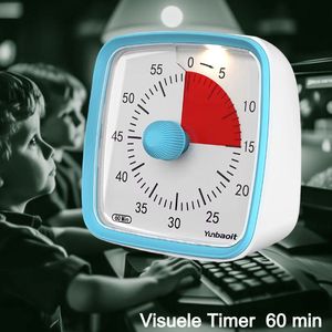 Allernieuwste.nl® Visuele Timer Kinderen Countdown Afteltimer Tijdklok 60 Minuten Leerklok Kind School Thuis Keuken Kantoor - Stille Timer Met Nachtlampje - Blauw Rood ##