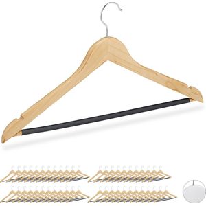Relaxdays 48x houten kledinghangers - kleerhangers - broekhanger - kostuumhanger - hout