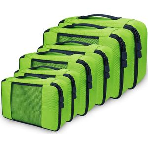 Set van 6 reistassen, koffer-organizerset, perfecte paktassen voor rugzak en koffers, orde en bescherming voor koffer, rugzak, reisschoenen, kleding, cosmetica en meer (groen)