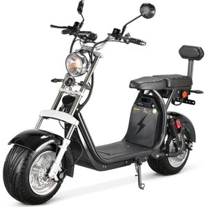 X16 CityCoco E-chopper 1500 Watt motorvermogen 10 inch banden maximale snelheid 45 km/u dubbele accu 60V 20AH lithium verwijderbaar accu`s maximale afstand 100 km Zwart