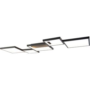 QAZQA lejo - Design Dimbare LED Plafondlamp met Dimmer - 5 lichts - L 122.5 cm - Zwart - Woonkamer | Slaapkamer | Keuken