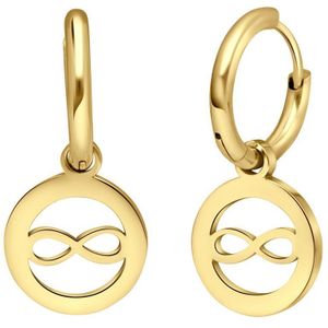 Lucardi Dames Goldplated oorbellen met open infinity - Oorbellen - Cadeau - Staal - Goudkleurig