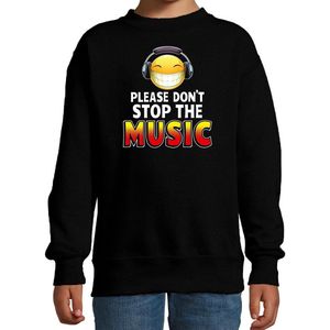 Funny emoticon sweater Please dont stop the music zwart voor kids - Fun / cadeau trui 122/128
