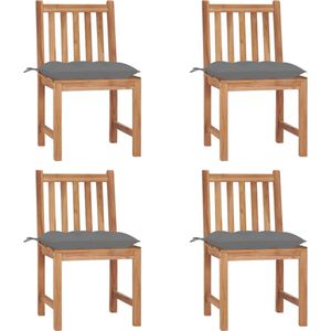 VidaXL Tuinstoelen 4 st met Kussens - Massief Teakhout