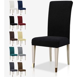 Stretch stoelhoezen 4-delige set jacquard hoezen afneembare stoelbekleding voor de eetkamer elastische moderne stoelbescherming decoratie voor banketten bruiloftsfeest (zwart,4)