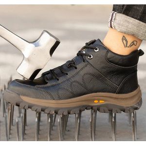 Werkschoenen - 44 - S3 - AX Fashion - Lederen Veiligheidsschoenen - Schoenen voor werk - Werkende laarzen - Beschermende schoenen - Anti ippact - Onmenkijable Sole - Anti slip - Beschermende neus - Beschermende zool