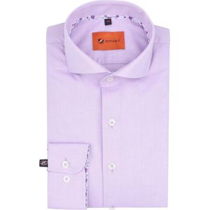 Suitable - Overhemd Twill Paars - Heren - Maat 43 - Slim-fit