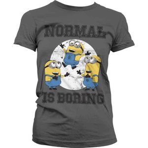 Minions Dames Tshirt -S- Normal Life Is Boring Grijs