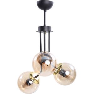 Hanglamp 3-Lichts Bol | Moderne Industrieel met Gouden Accenten | Woonkamer | Slaapkamer | Eetkamer / Keuken| Verlichting | Zwart