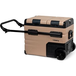 Steamy-E Dual Zone Roller Elektrische Compressor Koelbox Op Wielen - Dual Zone - 45 liter - 12V en 230V - voor auto en camping - Sandstone