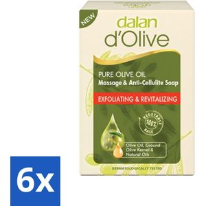 Dalan d’Olive - Pure Olijfoliezeep - Massage & Anti-Cellulitis - Exfoliërend - 150 g - Voordeelverpakking - 6 stuks