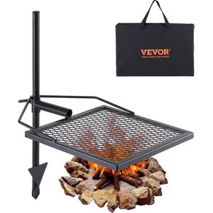 VEVOR Draaigrill van Staal - 300 ℃ - 405 x 405 mm - Vrijstaand Spit - Braadgrill - BBQ Grill - Draagbare Grill - Grillrek - Houtskoolgrill