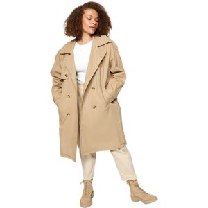 Trendyol Beige Getailleerde Gabardine Trenchcoat Tbbaw24Bm00002