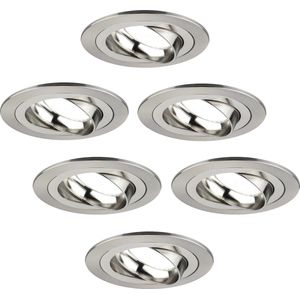 Ledvion Dimbare LED inbouwspot RVS - Tokyo - 5W - 6500K - ø92mm - 6 pack