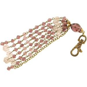 Behave® Vintage tassen hanger - sleutelhanger -roze paars goud-kleur - 17 cm