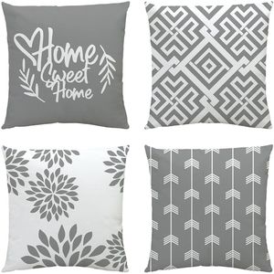 Ibenzoa® Set Van Vier Luxe Kussenslopen Voor Bank, Bed En Tuin, 40 x 40 cm, Grijs, Modern Design