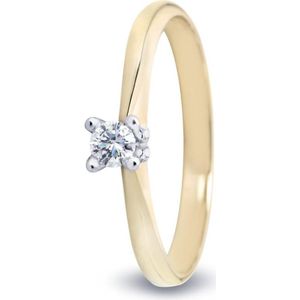 Ring - dames - 14 karaat - goud - diamant - solitaire - uitverkoop juwelier Verlinden St. Hubert van €1476,= voor €1099,=