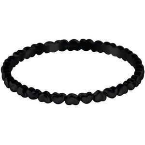 Quiges Stapelring Dames - Vulring Harten - RVS Zwart - Maat 22 - Hoogte 2mm