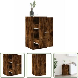 The Living Store Apothekerskast 40x41x77,5 cm bewerkt hout gerookt eikenkleurig - Apothekerkast - Houten Kast - Opbergkast - Bureaulade - Vintage Kast