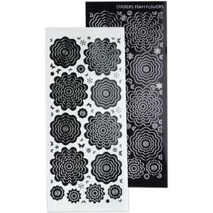LeCrea - 10 Nested Flowers stickers 4. zwart zilver 61.5831