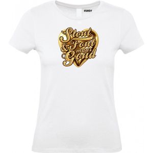 Dames t-shirt Gouden Hart | Toppers in Concert 2025 | Stout & Fout maar Goud | Foute Party Shirt | Wit Dames | maat XL