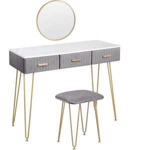 Rootz Elegante kaptafelset - Vanity Desk - Make-uptafel - Voldoende opbergruimte - Stevige constructie - Comfortabele kruk - 100 cm x 77,5 cm x 40 cm
