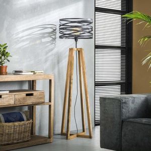 Vloerlamp 1-Lichtbron - Metaal - Ø41cm - Houten Frame - Lamp Twist - Giga Meubel