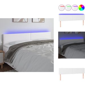 vidaXL Hoofdbord - Hoofdborden - Hoofdeinde - Houten Hoofdbord - Hoofdbord LED 200x5x78/88 cm kunstleer wit