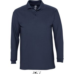 SOLS Heren-Winter II Poloshirt met lange mouwen van Piqué katoen (Navy Blue) Maat 2XL