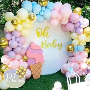 Sellaio Ballonnenboog – Regenboog -  Ballonnen verjaardag – Versiering- Babyshower  – Inclusief strip en pomp – Complete set –135 ballonnen Rainbow