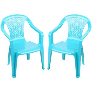 Sunnydays Kinderstoel - 4x - blauw - kunststof - buiten/binnen - L37 x B35 x H52 cm - tuinstoelen