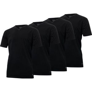 4-pak Heren T-shirts Gentlemen longfit, 100% katoen voorgekrompen zwart V-hals 3XL