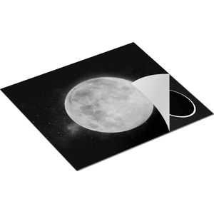 Chefcare Inductie Beschermer Volle Maan in de Ruimte - Zwart Wit - 59x51 cm - Afdekplaat Inductie - Kookplaat Beschermer - Inductie Mat