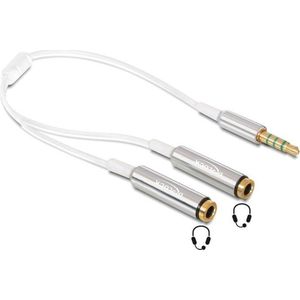 3,5mm Jack 4-polig audio splitter - slim uitvoering / wit - 0,25 meter