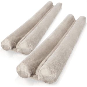 2x Tochtstopper voor de deur - Microvezel deurbodemafdichting - Tochtstopper met dubbele afdichting - Bescherming tegen tocht en geluid (02 stuks - taupe)