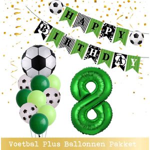 Cijfer Ballon 8 Jaar - Voetbal Ballonnen - Snoes - Pluspakket - set van 12 Sport Voetbalfan Voetbal Jongen/Meisje - Sportieve - Voetbal Vrouwen Mannen - Kinderfeestje - Verjaardag - Helium Ballon nummer 8