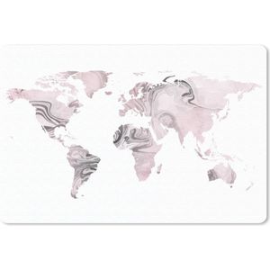 Bureau mat - Wereldkaart - Wit - Verf - 60x40