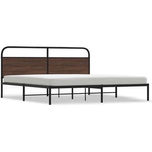 vidaXL - Bedframe - zonder - matras - metaal - bruin - eikenkleur - 180x200 - cm