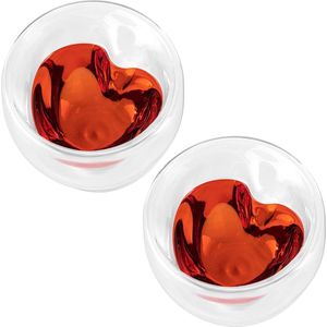 Set van 2 dubbelwandige glazen hartvormig, thermoglazen, dubbelwandig, wijncadeau, hartglas voor warme en koude dranken, thermoglazen hart, cadeauset voor Pasen, bijzondere paascadeaus