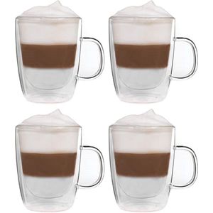 Dubbelwandige latte macchiato-glazen, koffieglas, theeglazen - mokkakopjes , Koffiekopjes , espressokopjes - kopjes - Cappuccino kopjes (4x450ml)