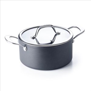 Brabantia BALANCE Kookpan / Casserole - Ø 20 cm- Glazen deksel- Trendy -Hoge kwaliteit Aluminium - 3 dubbele Anti-aanbaklaag- Oven en Inductie geschikt - Zwart