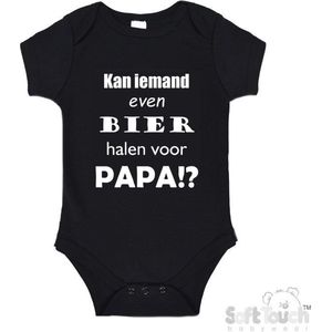 100% katoenen Romper ""Kan iemand even bier halen voor papa!?"" Vader Vaderdag Papa Unisex Katoen Zwart/wit 56/62