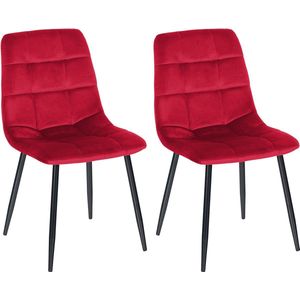 In And OutdoorMatch Eetkamerstoelen Archibald - Rood - Set van 2 - Stof - Hoge kwaliteit bekleding - Luxe eetkamerstoel - Luxe uitstraling