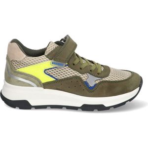 Braqeez 424261-169 Jongens Lage Sneakers - Groen/Grijs/Blauw - Nubuck - Veters