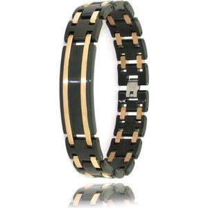 Juwelier Zwartevalk - Stalen armband (zwart/rosé) 33.104/19cm--