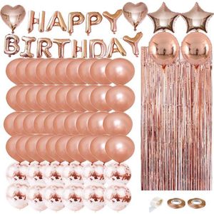 Joya Party® Rose Goud Verjaardag Versiering | Feest Decoratie | Helium, Latex & Papieren Confetti Ballonnen | 79 stuks