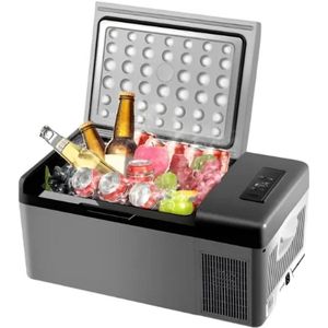 Mini koelkast - Koelkast voor drankjes - 15L - 12V/24V DC - 110-240V AC - 45W - Mini auto koelkast - Draagbare koelbox voor kamperen - Grijs