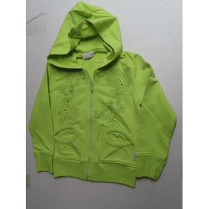 Gilet - Meisje - limoen - Sweatshirt stof- kap en rits - 4 jaar 104